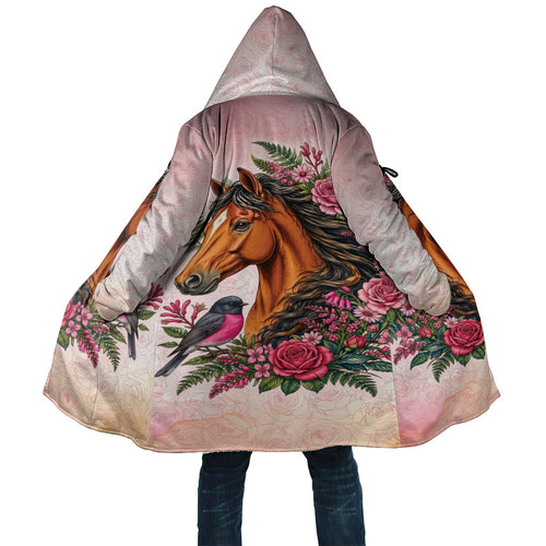 Melbourne Horse Pink Rose Wreath Cloak Aussie Galah Cockatoo and Pink Robin