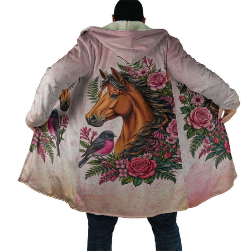 Melbourne Horse Pink Rose Wreath Cloak Aussie Galah Cockatoo and Pink Robin