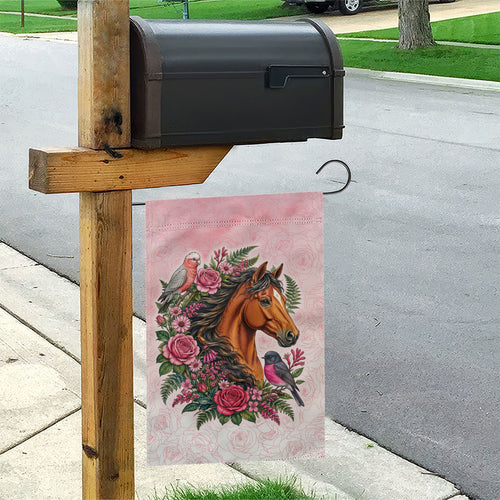 Melbourne Horse Pink Rose Wreath Garden Flag Aussie Galah Cockatoo and Pink Robin