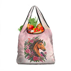 Melbourne Horse Pink Rose Wreath Grocery Bag Aussie Galah Cockatoo and Pink Robin