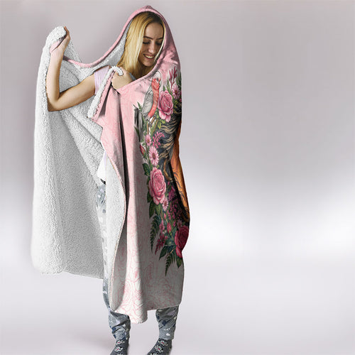 Melbourne Horse Pink Rose Wreath Hooded Blanket Aussie Galah Cockatoo and Pink Robin