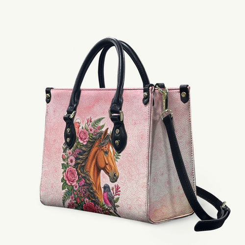 Melbourne Horse Pink Rose Wreath Leather Bag Aussie Galah Cockatoo and Pink Robin