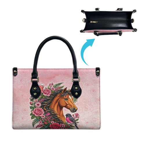 Melbourne Horse Pink Rose Wreath Leather Bag Aussie Galah Cockatoo and Pink Robin