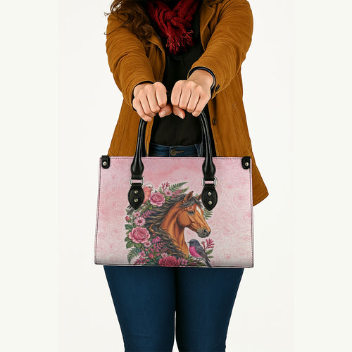 Melbourne Horse Pink Rose Wreath Leather Bag Aussie Galah Cockatoo and Pink Robin