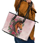 Melbourne Horse Pink Rose Wreath Leather Tote Bag Aussie Galah Cockatoo and Pink Robin