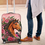 Melbourne Horse Pink Rose Wreath Luggage Cover Aussie Galah Cockatoo and Pink Robin