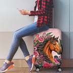 Melbourne Horse Pink Rose Wreath Luggage Cover Aussie Galah Cockatoo and Pink Robin
