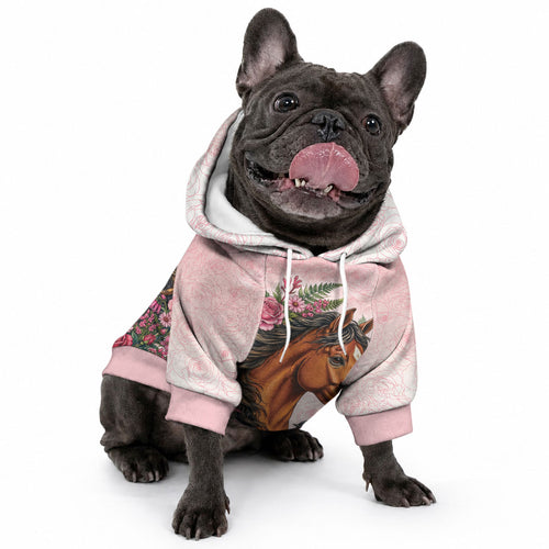 Melbourne Horse Pink Rose Wreath Pet Hoodie Aussie Galah Cockatoo and Pink Robin