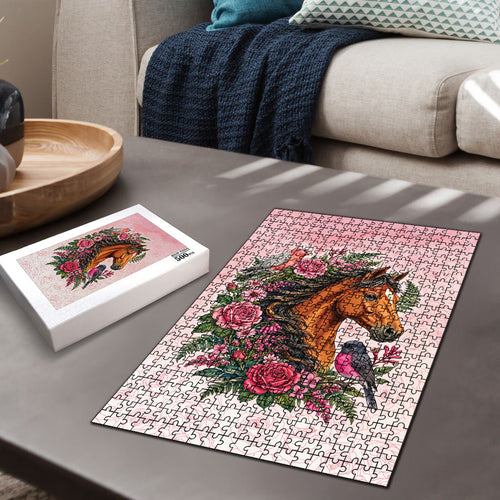 Melbourne Horse Pink Rose Wreath Puzzle Aussie Galah Cockatoo and Pink Robin