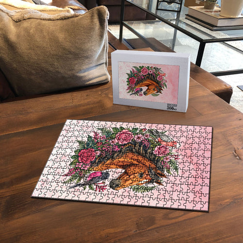 Melbourne Horse Pink Rose Wreath Puzzle Aussie Galah Cockatoo and Pink Robin