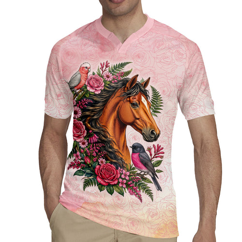 Melbourne Horse Pink Rose Wreath Rugby Jersey Aussie Galah Cockatoo and Pink Robin