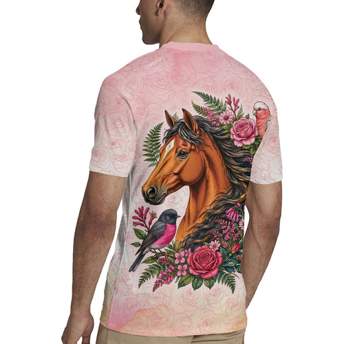 Melbourne Horse Pink Rose Wreath Rugby Jersey Aussie Galah Cockatoo and Pink Robin