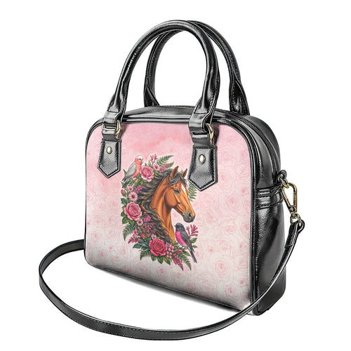 Melbourne Horse Pink Rose Wreath Shoulder Handbag Aussie Galah Cockatoo and Pink Robin