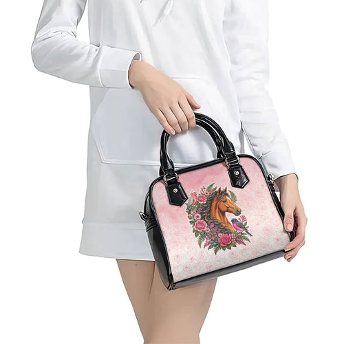 Melbourne Horse Pink Rose Wreath Shoulder Handbag Aussie Galah Cockatoo and Pink Robin
