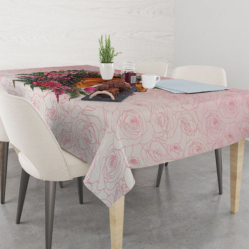 Melbourne Horse Pink Rose Wreath Tablecloth Aussie Galah Cockatoo and Pink Robin