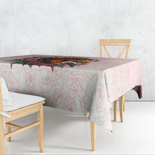 Melbourne Horse Pink Rose Wreath Tablecloth Aussie Galah Cockatoo and Pink Robin