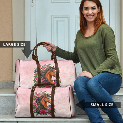 Melbourne Horse Pink Rose Wreath Travel Bag Aussie Galah Cockatoo and Pink Robin