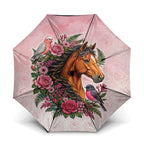 Melbourne Horse Pink Rose Wreath Umbrella Aussie Galah Cockatoo and Pink Robin