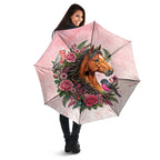 Melbourne Horse Pink Rose Wreath Umbrella Aussie Galah Cockatoo and Pink Robin