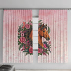 Melbourne Horse Pink Rose Wreath Window Curtain Aussie Galah Cockatoo and Pink Robin