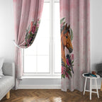 Melbourne Horse Pink Rose Wreath Window Curtain Aussie Galah Cockatoo and Pink Robin