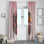 Melbourne Horse Pink Rose Wreath Window Curtain Aussie Galah Cockatoo and Pink Robin