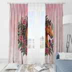 Melbourne Horse Pink Rose Wreath Window Curtain Aussie Galah Cockatoo and Pink Robin