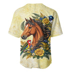 Melbourne Horse Yellow Rose Wreath Baseball Jersey Aussie Blue Wren and Rosella Parrot