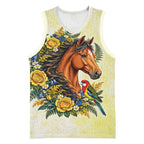 Melbourne Horse Yellow Rose Wreath Basketball Jersey Aussie Blue Wren and Rosella Parrot