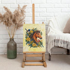Melbourne Horse Yellow Rose Wreath Canvas Wall Art Aussie Blue Wren and Rosella Parrot