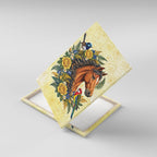Melbourne Horse Yellow Rose Wreath Canvas Wall Art Aussie Blue Wren and Rosella Parrot
