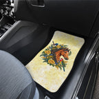 Melbourne Horse Yellow Rose Wreath Car Mats Aussie Blue Wren and Rosella Parrot