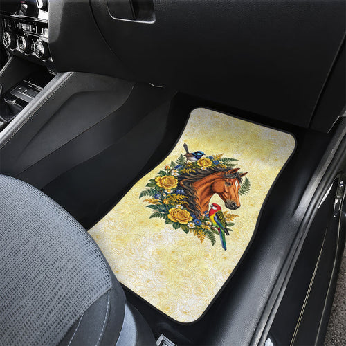 Melbourne Horse Yellow Rose Wreath Car Mats Aussie Blue Wren and Rosella Parrot