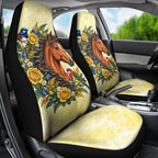 Melbourne Horse Yellow Rose Wreath Car Seat Cover Aussie Blue Wren and Rosella Parrot