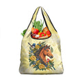 Melbourne Horse Yellow Rose Wreath Grocery Bag Aussie Blue Wren and Rosella Parrot