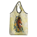 Melbourne Horse Yellow Rose Wreath Grocery Bag Aussie Blue Wren and Rosella Parrot
