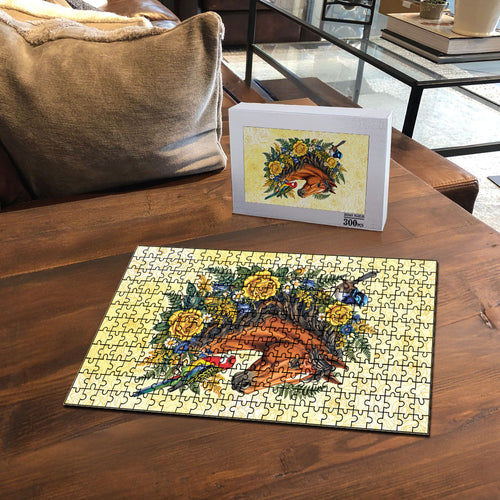 Melbourne Horse Yellow Rose Wreath Puzzle Aussie Blue Wren and Rosella Parrot