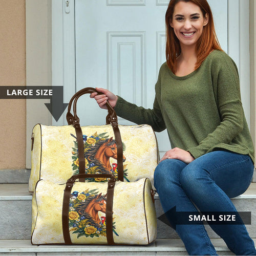 Melbourne Horse Yellow Rose Wreath Travel Bag Aussie Blue Wren and Rosella Parrot