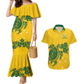 custom-australia-soccer-couples-matching-mermaid-dress-and-hawaiian-shirt-socceroos-hibiscus-and-turtle-with-polynesian-pattern