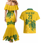 custom-australia-soccer-couples-matching-mermaid-dress-and-hawaiian-shirt-socceroos-hibiscus-and-turtle-with-polynesian-pattern