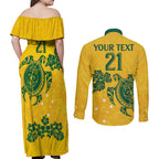 custom-australia-soccer-couples-matching-off-shoulder-maxi-dress-and-long-sleeve-button-shirt-socceroos-hibiscus-and-turtle-with-polynesian-pattern