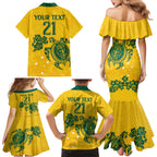 custom-australia-soccer-family-matching-mermaid-dress-and-hawaiian-shirt-socceroos-hibiscus-and-turtle-with-polynesian-pattern