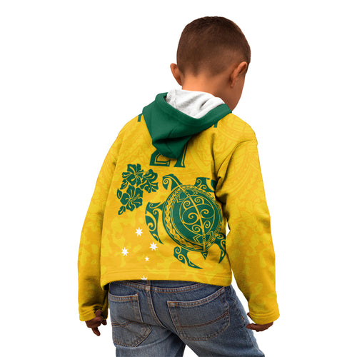 custom-australia-soccer-kid-hoodie-socceroos-hibiscus-and-turtle-with-polynesian-pattern