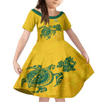 custom-australia-soccer-kid-short-sleeve-dress-socceroos-hibiscus-and-turtle-with-polynesian-pattern