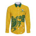 custom-australia-soccer-long-sleeve-button-shirt-socceroos-hibiscus-and-turtle-with-polynesian-pattern
