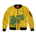 custom-australia-soccer-sleeve-zip-bomber-jacket-socceroos-hibiscus-and-turtle-with-polynesian-pattern