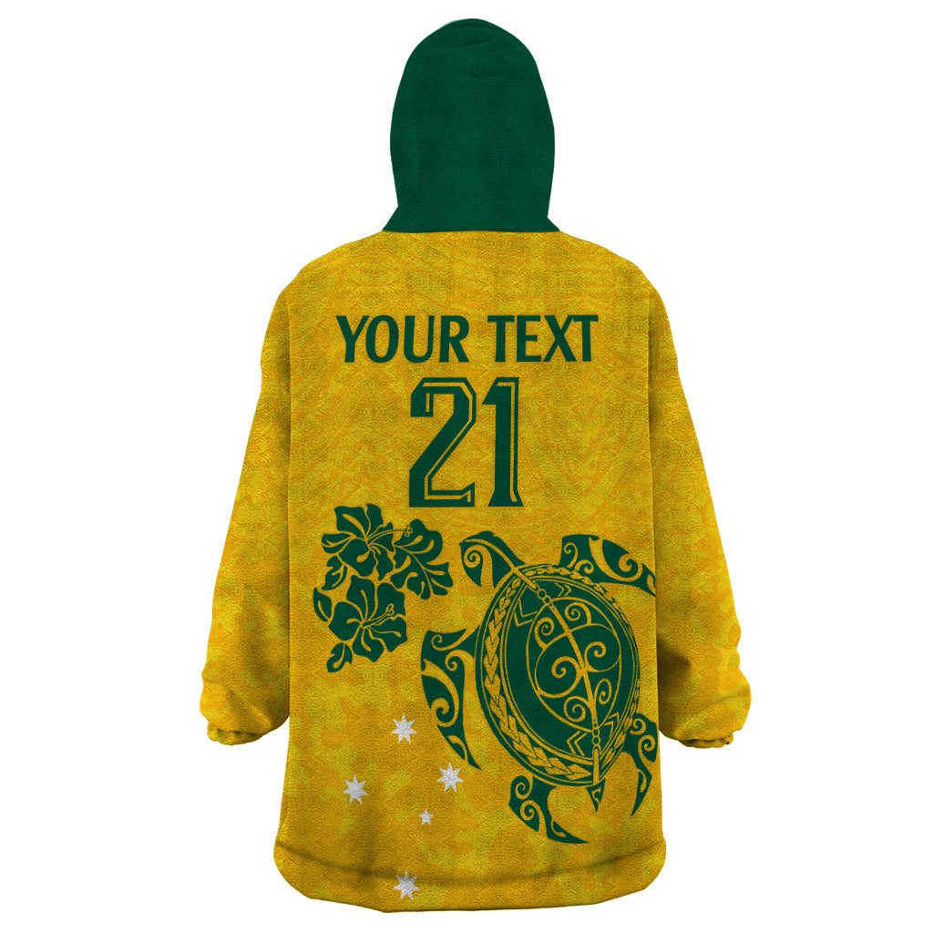 custom-australia-soccer-wearable-blanket-hoodie-socceroos-hibiscus-and-turtle-with-polynesian-pattern