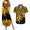 custom-australia-matildas-couples-matching-summer-maxi-dress-and-hawaiian-shirt-hibiscus-and-turtle-with-polynesian-pattern