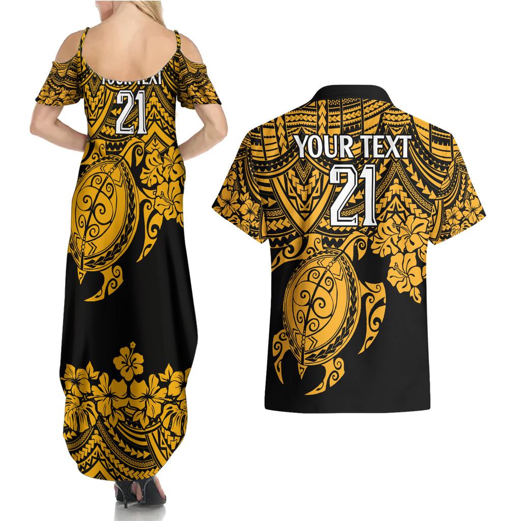 custom-australia-matildas-couples-matching-summer-maxi-dress-and-hawaiian-shirt-hibiscus-and-turtle-with-polynesian-pattern