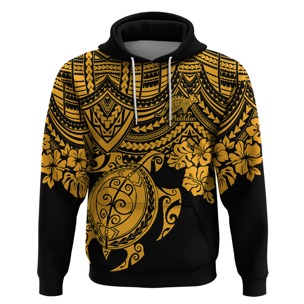 custom-australia-matildas-hoodie-hibiscus-and-turtle-with-polynesian-pattern